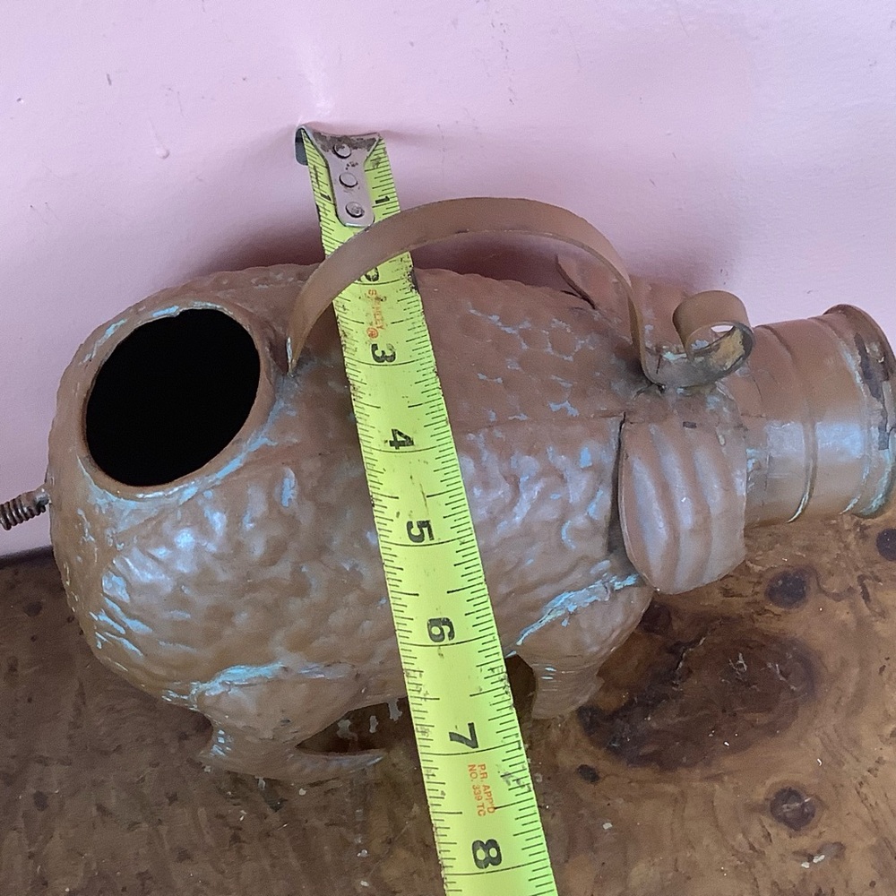 Brown Metal Pig Sculpture Watering Can - Decorative Home Art - Picture 5 of 13